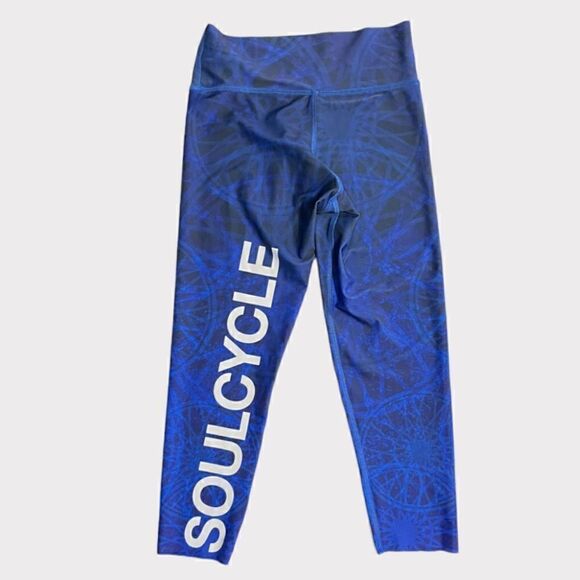 Soulcycle Cropped Blue Wheels Leggings Size Small - Picture 1 of 6